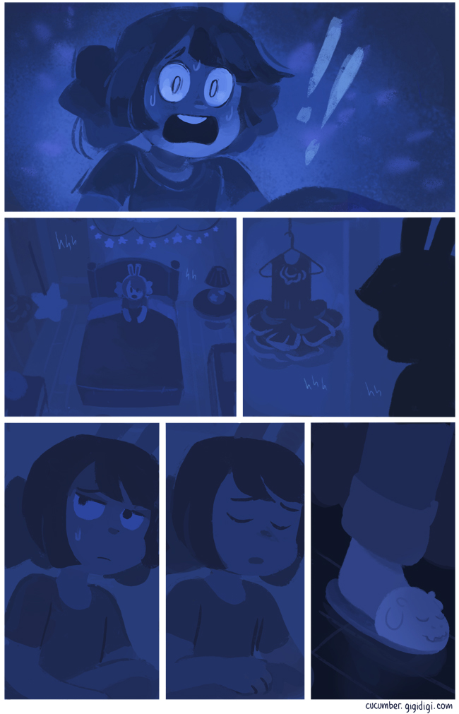 Une page de la BD Cucumber Quest contenant les chaussons Toriel